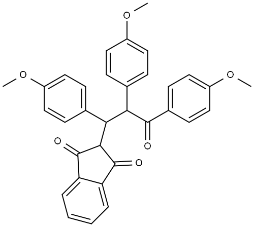 2-(1,2,3-TRIS(4-METHOXYPHENYL)-3-OXOPROPYL)-1H-INDENE-1,3(2H)-DIONE Struktur