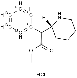 d-Ritalin  hydrochloride,  (2R,2μR)-(+)-threo-Methyl  α-phenyl-α-(2-piperidyl)acetate  hydrochloride Struktur