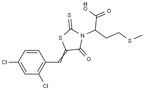 2-[(5E)-5-(2,4-DICHLOROBENZYLIDENE)-4-OXO-2-THIOXO-1,3-THIAZOLIDIN-3-YL]-4-(METHYLSULFANYL)BUTANOIC ACID Struktur