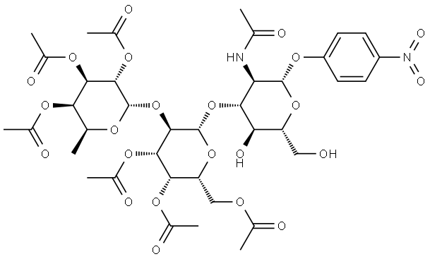 β-D-Glucopyranoside, 4-nitrophenyl O-2,3,4-tri-O-acetyl-6-deoxy-α-L-galactopyranosyl-(1→2)-O-3,4,6-tri-O-acetyl-β-D-galactopyranosyl-(1→3)-2-(acetylamino)-2-deoxy-