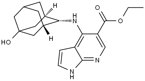 ethyl 4-(((1R,2s,3S,5s,7s)-5-hydroxyadamantan-2-yl)amino)-1H-pyrrolo[2,3-b]pyridine-5-carboxylate Struktur