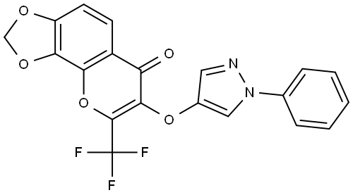 7-((1-PH-1H-PYRAZOL-4-YL)OXY)-8-(TRI-F-ME)-6H-(1,3)DIOXOLO(4,5-H)CHROMEN-6-ONE Struktur