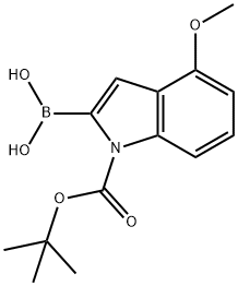 (1-(TERT-ブチルトキシカルボニル)-4-メトキシ-1H-インドール-2-イル)ボロン酸 化學(xué)構(gòu)造式