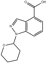 4-Carboxy-1-(tetrahydro-2H-pyran-2-yl)-1H-indazole, 2-(4-Carboxy-1H-indazol-1-yl)tetrahydro-2H-pyran Struktur