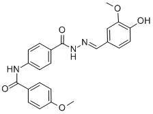 p-(p-Methoxybenzamido)benzoic acid 2-(4-hydroxy-3-methoxybenzylidene)h ydrazide Struktur