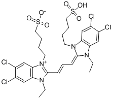 5,6-DICHLORO-2-[3-[5,6-DICHLORO-1-ETHYL-3-(4-SULFOBUTYL)BENZIMIDAZOL-2-YLIDENE]PROPENYL]-1-ETHYL-3-(4-SULFOBUTYL)BENZIMIDAZOLIUM, INNER SALT Struktur