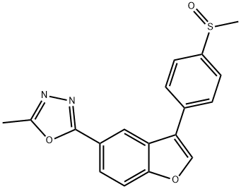 2-Methyl-5-[3-[4-(methylsulfinyl)phenyl]-5-benzofuranyl]-1,3,4-oxadiazole Struktur