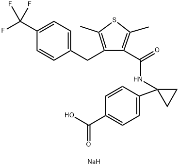 4-[1-[[[2,5-Dimethyl-4-[[4-(trifluoromethyl)phenyl]methyl]-3-thienyl]carbonyl]amino]cyclopropyl]benzoic acid sodium salt Struktur