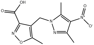 4-[(3,5-dimethyl-4-nitro-1H-pyrazol-1-yl)methyl]-5-methylisoxazole-3-carboxylic acid Struktur