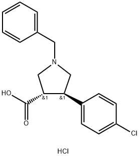 Trans-1-benzyl-4-(4-chlorophenyl)pyrrolidine-3-carboxylic acid-HCl Struktur