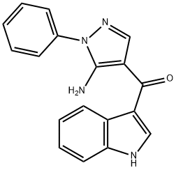 (5-Amino-1-phenyl-1H-pyrazol-4-yl)(1H-indol-3-yl)methanone Struktur