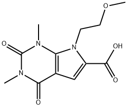 7-(2-Methoxyethyl)-1,3-diMethyl-2,4-dioxo-2,3,4,7-tetrahydro-1H-pyrrolo[2,3-d]pyriMidine-6-carboxylic acid, 96% Struktur