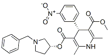 3,5-Pyridinedicarboxylic acid, 1,4-dihydro-2,6-dimethyl-4-(3-nitrophenyl)-, methyl 1-(phenylmethyl)-3-pyrrolidinyl ester, (R*,R*)-(+-)- Struktur