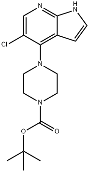 TERT-BUTYL4-(5-CHLORO-1H-PYRROLO[2,3-B]PYRIDIN-4-YL)PIPERAZINE-1-CARBOXYLATE Struktur