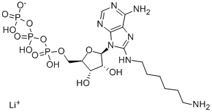 8-[(6-aminohexyl)amino]-Adenosine 5'-(tetrahydrogen triphosphate)trilithium salt (9CI) Struktur