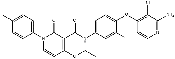 N-[4-[(2-Amino-3-chloropyridin-4-yl)oxy]-3-fluorophenyl]-4-ethoxy-1-(4-fluorophenyl)-2-oxo-1,2-dihydropyridine-3-carboxamide Struktur