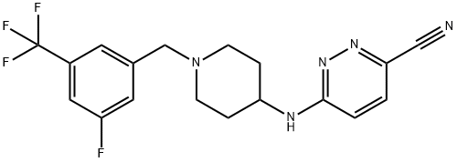 3-Pyridazinecarbonitrile, 6-[[1-[[3-fluoro-5-(trifluoroMethyl)phenyl]Methyl]-4-piperidinyl]aMino]- Struktur