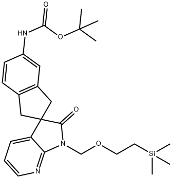 tert-butyl 2'-oxo-1'-((2-(triMethylsilyl)ethoxy)Methyl)-1,1',2',3-tetrahydrospiro[indene-2,3'-pyrrolo[2,3-b]pyridine]-5-ylcarbaMate Struktur