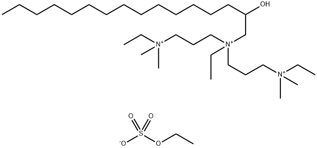 1,3-Propanediaminium, N,N-diethyl-N-3-(ethyldimethylammonio)propyl-N-(2-hydroxyhexadecyl)-N,N-dimethyl-, tris(ethyl sulfate) (salt) Struktur