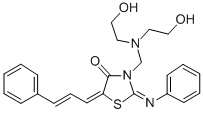 4-Thiazolidinone, 3-((bis(2-hydroxyethyl)amino)methyl)-5-cinnamylidene -2-(phenylimino)- Struktur