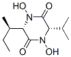 (3S,6S)-1,4-Dihydroxy-3-isopropyl-6-[(R)-1-methylpropyl]-2,5-piperazinedione Struktur