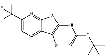 tert-butyl N-[3-broMo-6-
(trifluoroMethyl)thieno[2,3-b]pyridin-2-
yl]carbaMate Struktur