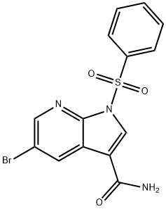 1H-Pyrrolo[2,3-b]pyridine-3-carboxamide, 5-bromo-1-(phenylsulfonyl)- Struktur