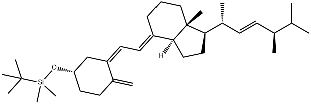 tert-Butyl-dimethyl-(4-methylene-3-{2-[7a-methyl-1-(1,4,5-trimethyl-hex-2-enyl)-octahydro-inden-4-ylidene]-ethylidene}-cyclohexyloxy)-silane Struktur