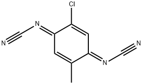 [(1E,4E)-2-Chloro-5-methyl-2,5-cyclohexadiene-1,4-diylidene]biscyanamide Struktur