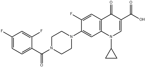 3-Quinolinecarboxylic acid, 1-cyclopropyl-7-[4-(2,4-difluorobenzoyl)-1-piperazinyl]-6-fluoro-1,4-dihydro-4-oxo- Struktur