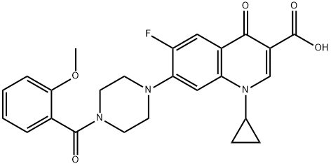 3-Quinolinecarboxylic acid, 1-cyclopropyl-6-fluoro-1,4-dihydro-7-[4-(2-Methoxybenzoyl)-1-piperazinyl]-4-oxo- Struktur