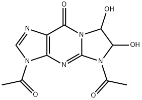 9H-Imidazo[1,2-a]purin-9-one,  3,5-diacetyl-3,5,6,7-tetrahydro-6,7-dihydroxy- Struktur