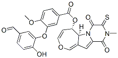 (-)-3-(5-Formyl-2-hydroxyphenyloxy)-4-methoxybenzoic acid (5aS,6S)-1,2,3,4,5a,6-hexahydro-2-methyl-1,4-dioxo-3-thioxooxepino[3',4':4,5]pyrrolo[1,2-a]pyrazine-6-yl ester Struktur