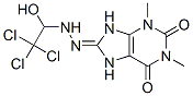 1H-Purine-2,6,8(3H)-trione, 7,9-dihydro-1,3-dimethyl-, 8-((2,2,2-trich loro-1-hydroxyethyl)hydrazone) Struktur