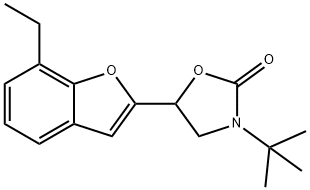 rac-3-tert-Butyl-5-(7-ethyl-2-benzofuranyl)-2-oxazolidinone Struktur