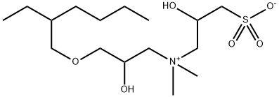 1-Propanaminium, 3-(2-ethylhexyl)oxy-2-hydroxy-N-(2-hydroxy-3-sulfopropyl)-N,N-dimethyl-, inner salt Struktur