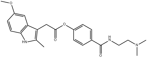 5-Methoxy-2-methyl-1H-indole-3-acetic acid 4-[[[2-(dimethylamino)ethyl]amino]carbonyl]phenyl ester Struktur