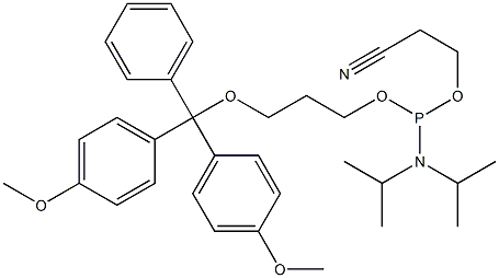 3-(4,4'-DIMETHOXYTRITYL)PROPANDIOL-1-N,N-DIISOPROPYL (BETA-CYANOETHYL) PHOSPHORAMIDITE Struktur