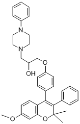 1-Piperazineethanol, alpha-((4-(7-methoxy-2,2-dimethyl-3-phenyl-2H-1-b enzopyran-4-yl)phenoxy)methyl)-4-phenyl- Struktur