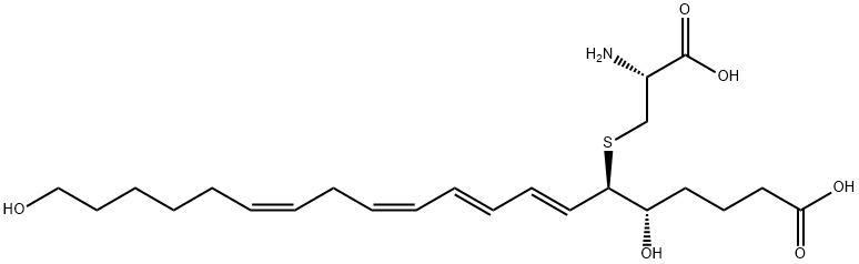 (5S,6R)-6-[(2R)-2-amino-2-carboxy-ethyl]sulfanyl-5,20-dihydroxy-icosa-7,9,11,14-tetraenoic acid Struktur