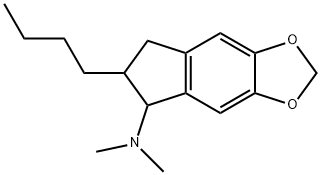 2-butyl-3-(dimethylamino)-5,6-methylenedioxyindan Struktur