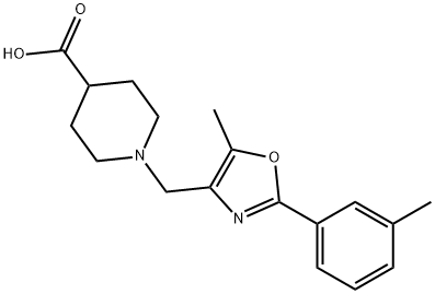 1-{[5-methyl-2-(3-methylphenyl)-1,3-oxazol-4-yl]methyl}piperidine-4-carboxylic acid Struktur