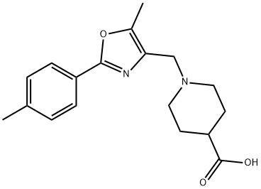 1-{[5-methyl-2-(4-methylphenyl)-1,3-oxazol-4-yl]methyl}piperidine-4-carboxylic acid Struktur