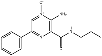 Pyrazinecarboxamide, 3-amino-6-phenyl-N-propyl-, 4-oxide (9CI) Struktur