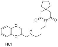 8-[4-(1,4-Benzodioxan-2-ylmethylamino)butyl]-8-azaspiro[4.5]decane-7,9-dione hydrochloride Struktur