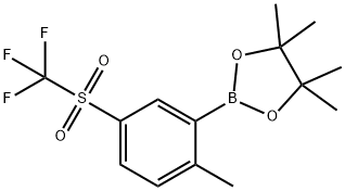 4,4,5,5-Tetramethyl-2-(2-methyl-5-(trifluoromethylsulfonyl)phenyl)-1,3,2-dioxaborolane|2-METHYL-5-(TRIFLUOROMETHYLSULFONYL)PHENYLBORONIC ACID, PINACOL ESTER