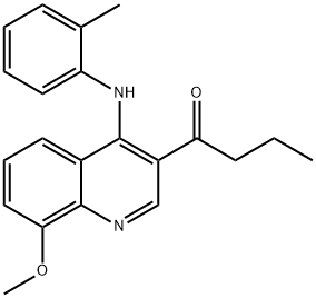 3-butyryl-4-(2-methylphenylamino)-8-methoxyquinoline Struktur