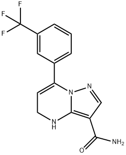 4,5-DIHYDRO-7-[3-(TRIFLUOROMETHYL)PHENYL]PYRAZOLO[1,5-A]PYRIMIDINE-3-CARBOXAMIDE Struktur