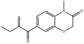 4-methyl-7-(2-methylene-1-oxobutyl)-2H-1,4-benzoxazin-3(4H)-one Struktur