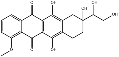 8-(1,2-dihydroxyethyl)-6,8,11-trihydroxy-1-methoxy-9,10-dihydro-7H-tet racene-5,12-dione Struktur